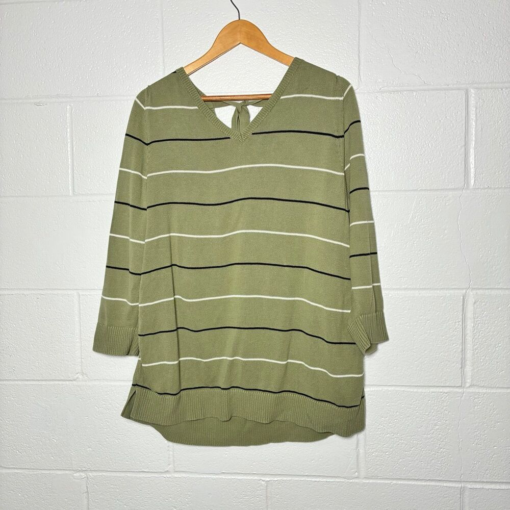 Talbots Pima cotton bow tie back sweater